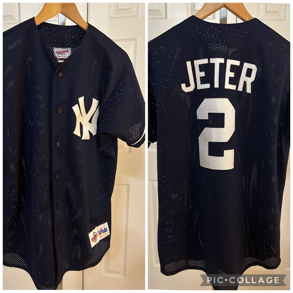 Vintage Majestic Diamond Collection Jeter 2 New York Yankees Jersey Buttons Mesh